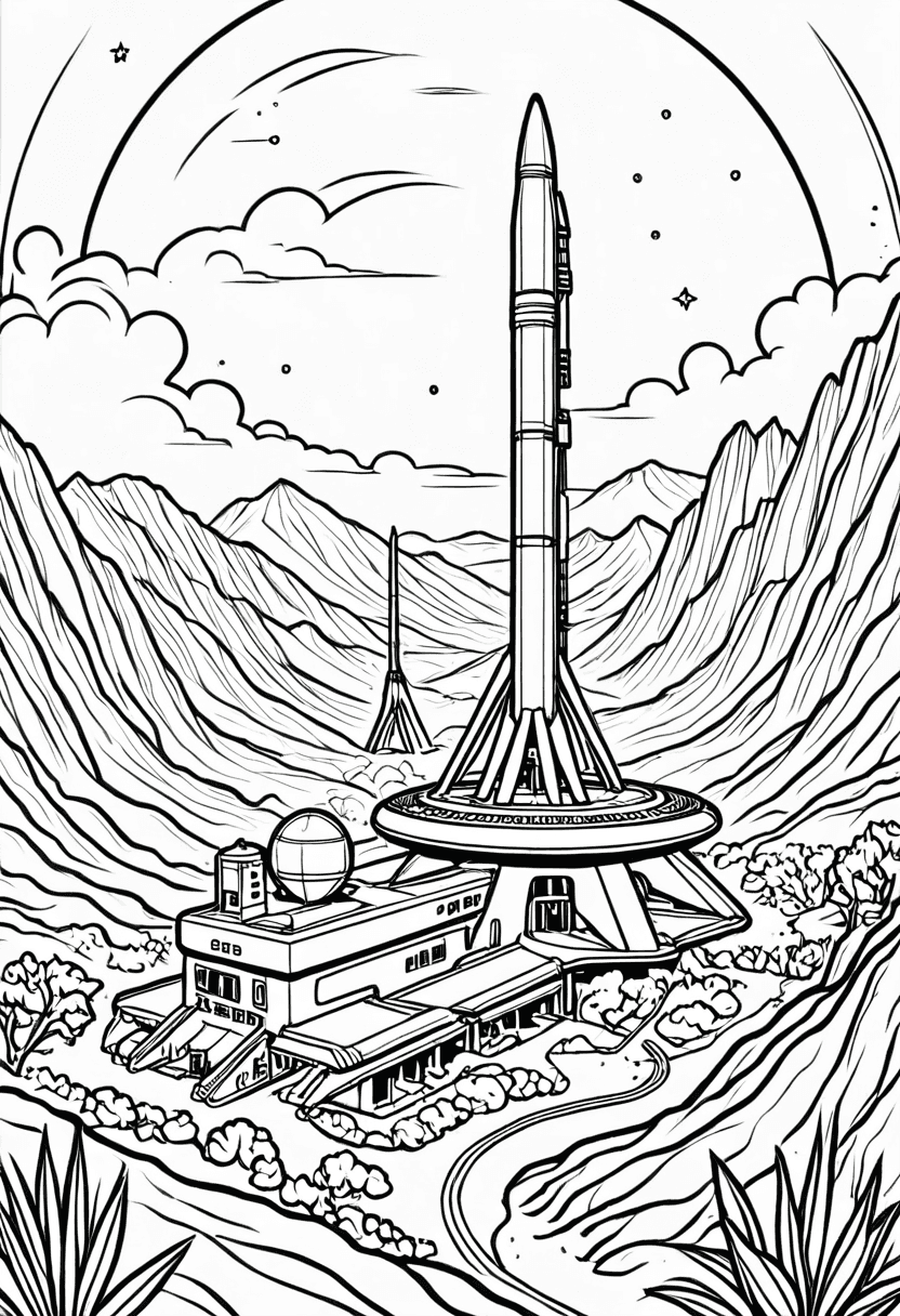 Space Discovery Park — free printable coloring page to download and print