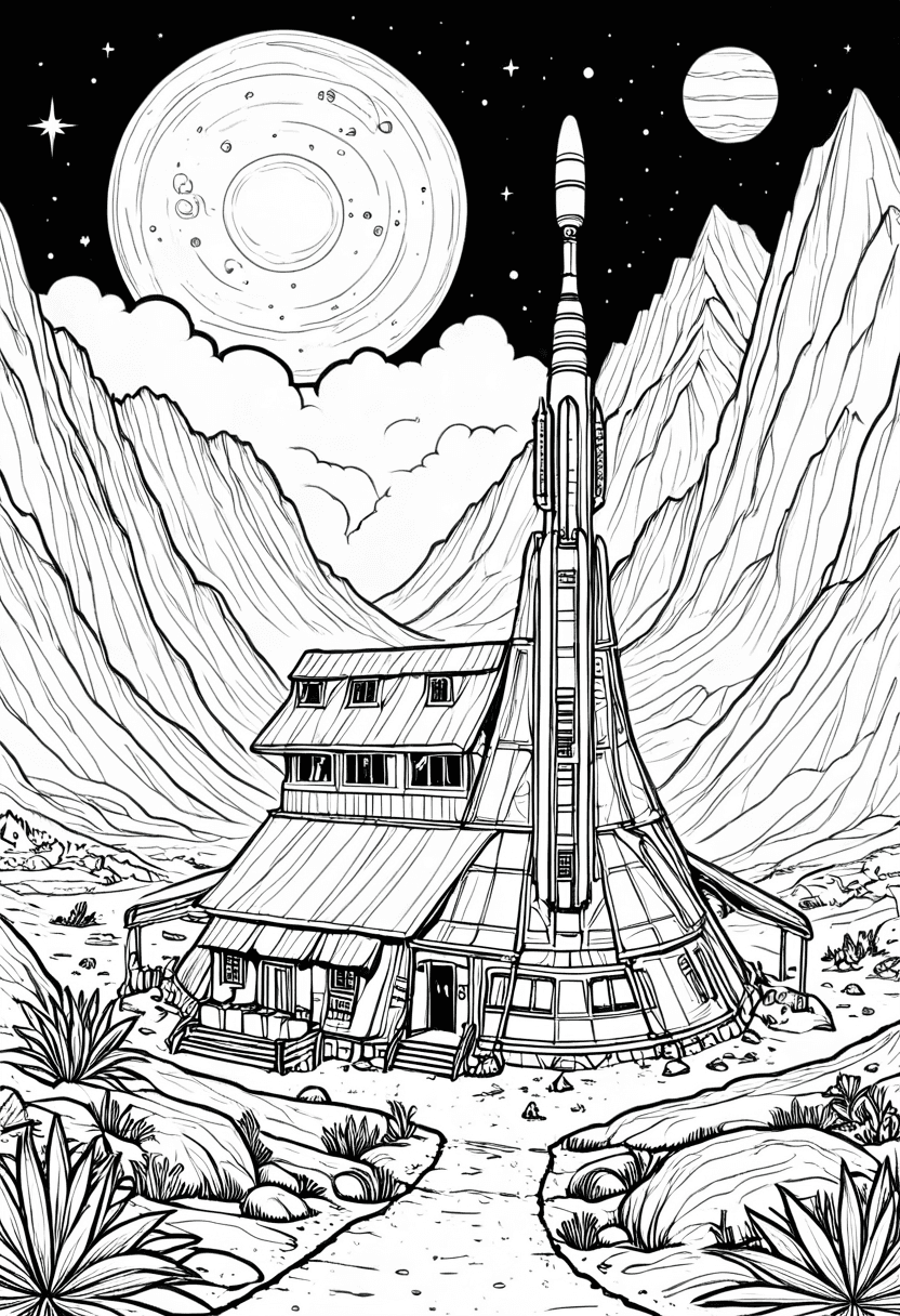 Space Exploration Adventure — free printable coloring page to download and print