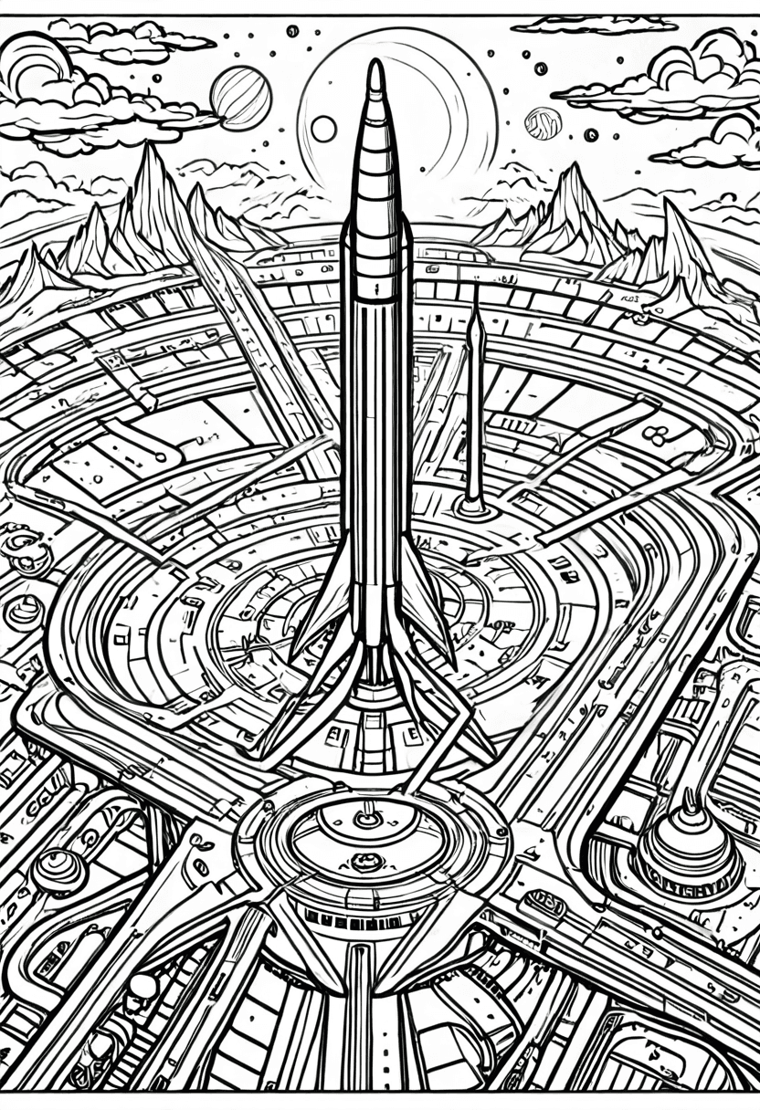 Space Station Adventure — free printable coloring page to download and print