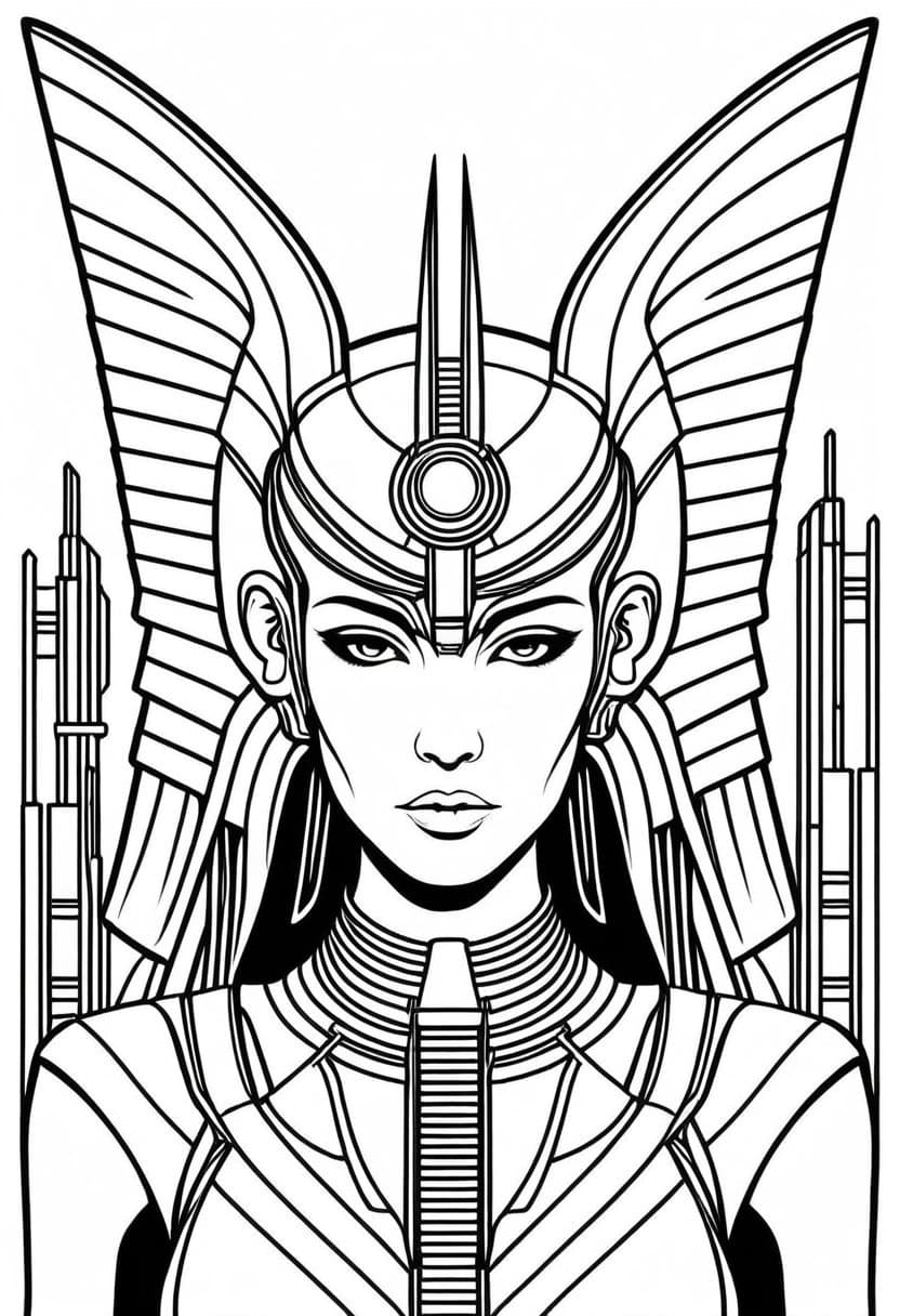 Sphinx Sentinel Art Print — free printable coloring page to download and print