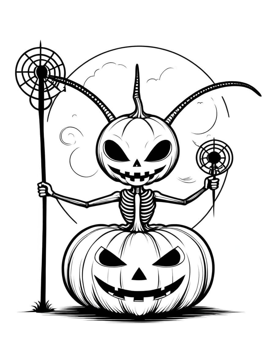 Spooktacular Halloween JackoLantern — free printable coloring page to download and print