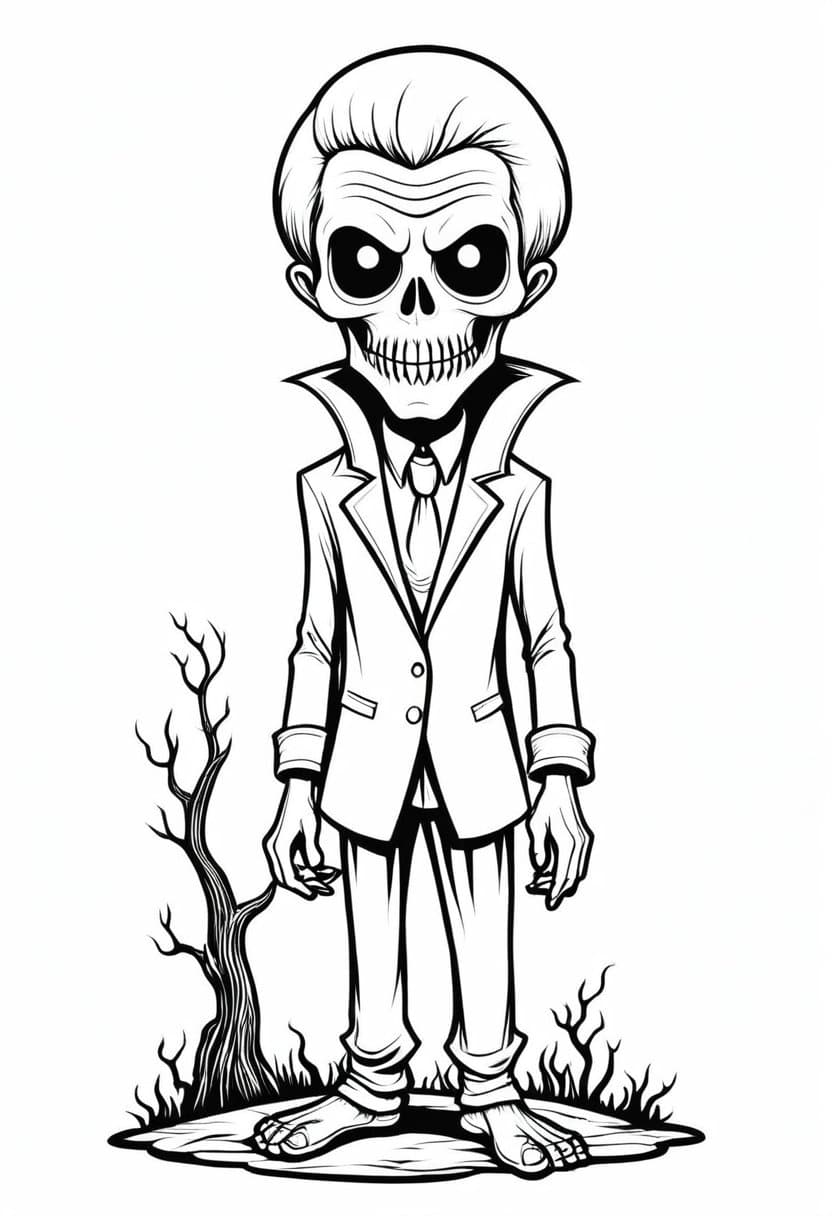 Spooky Halloween Figure — free printable coloring page to download and print