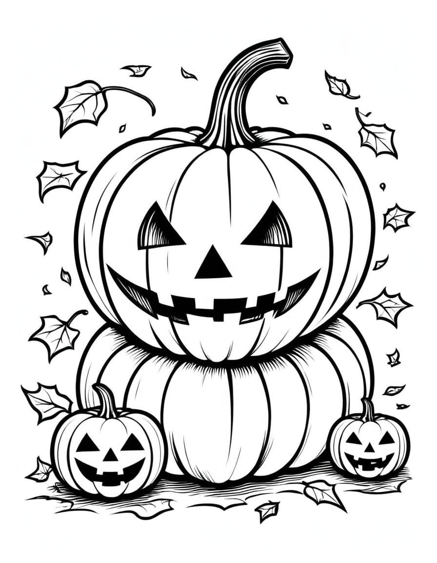 Spooky Halloween Pumpkin — free printable coloring page to download and print