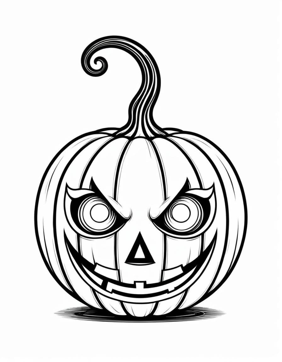 Spooky Halloween Pumpkin — free printable coloring page to download and print