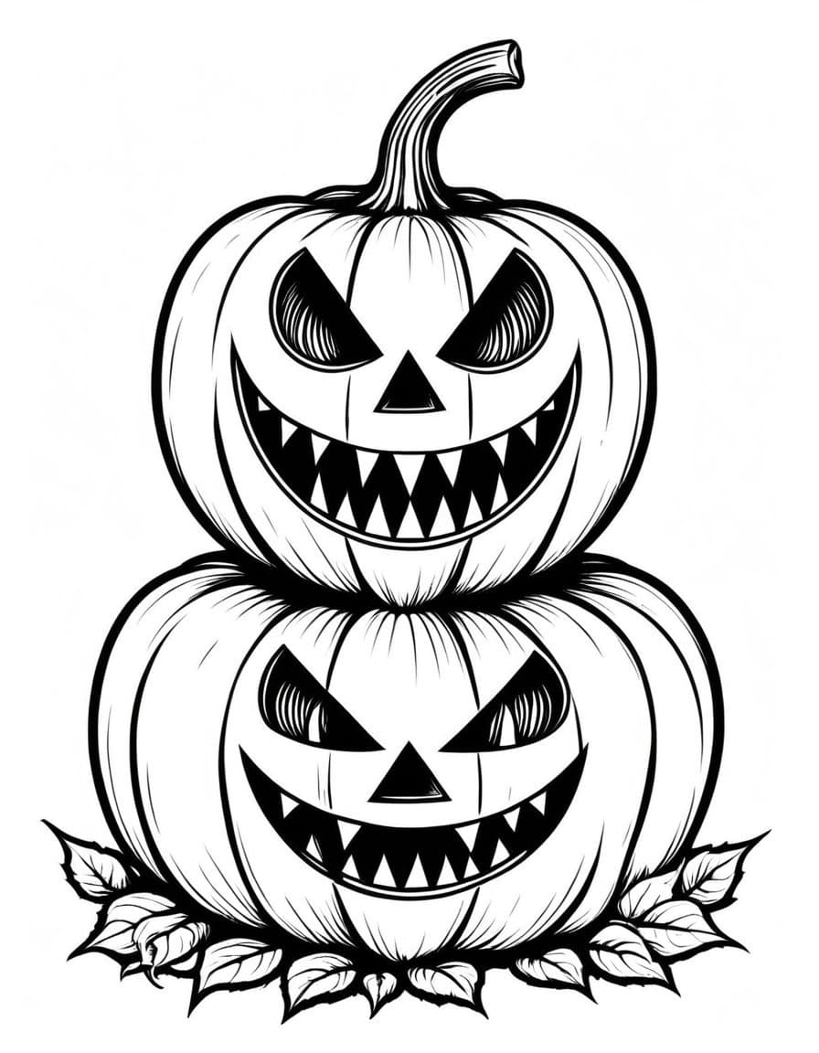 Spooky Pumpkin Fun — free printable coloring page to download and print