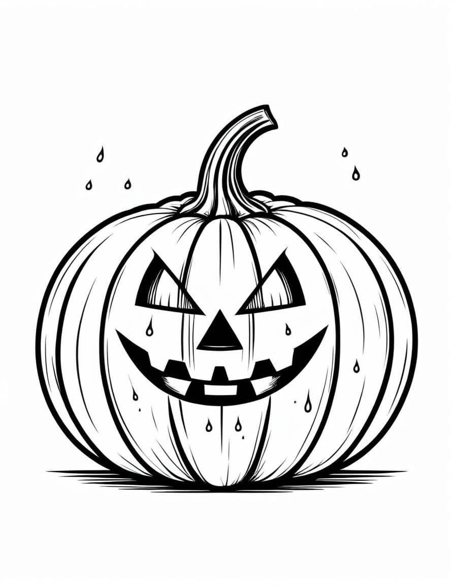 Spooky Pumpkin Tears — free printable coloring page to download and print