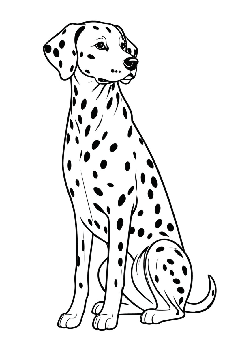 Spotted Beauty: A Dalmatians Charm — free printable coloring page to download and print