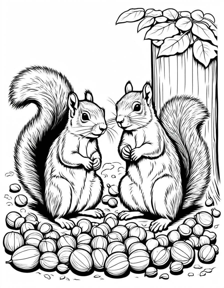 Squirrel Nut Harvest 1731075473 — free printable coloring page to download and print