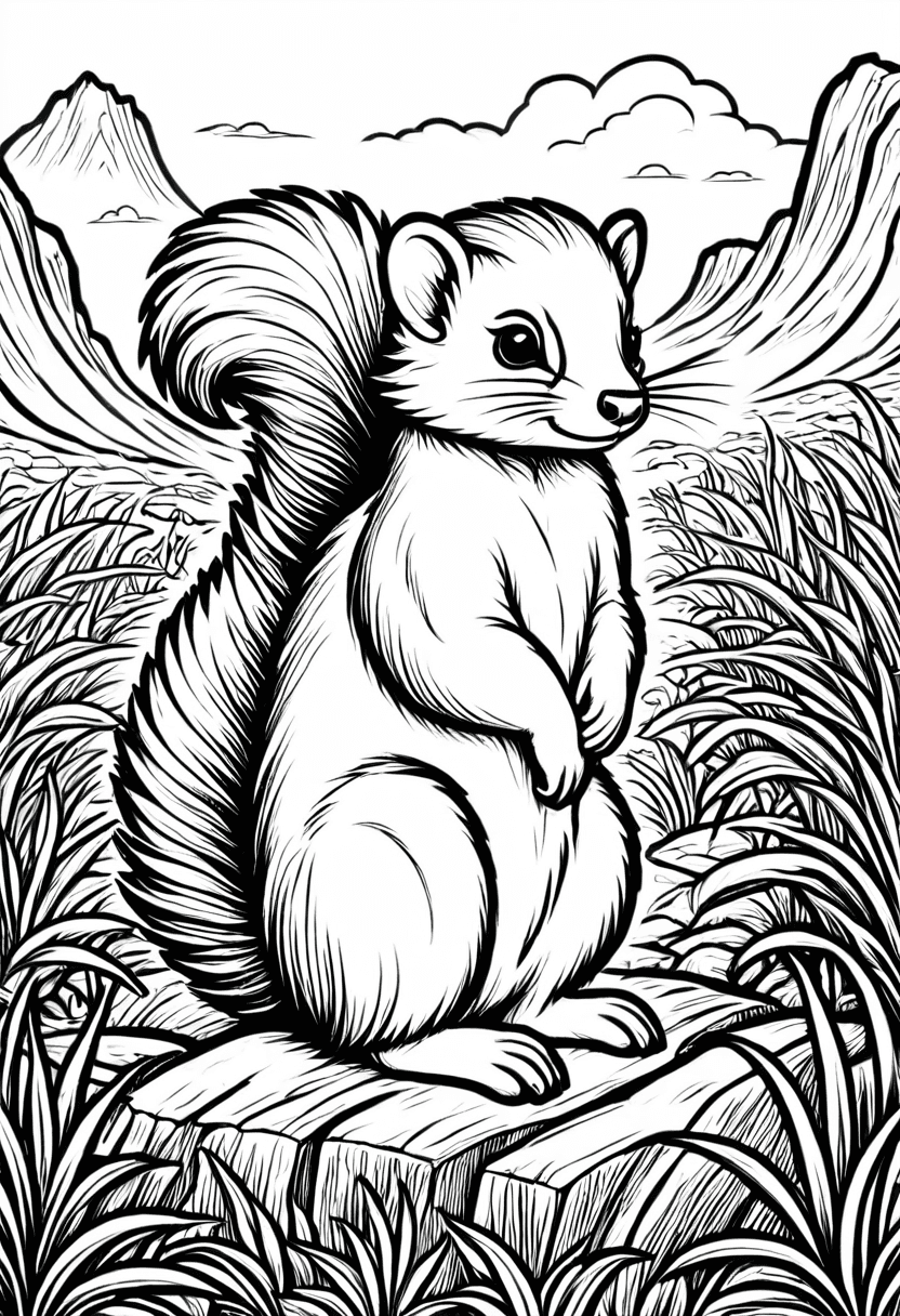 Squirrels Summer Shade — free printable coloring page to download and print