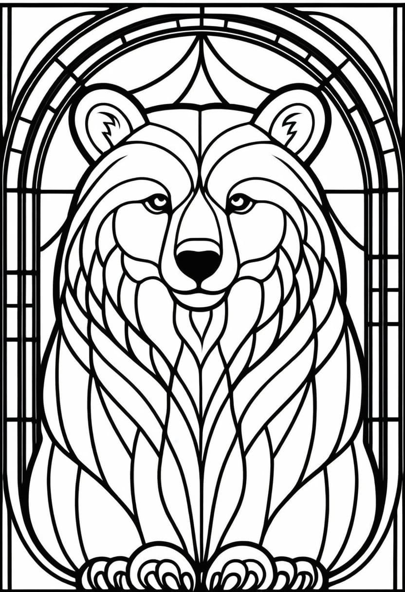 Stained Glass Lion — free printable coloring page to download and print
