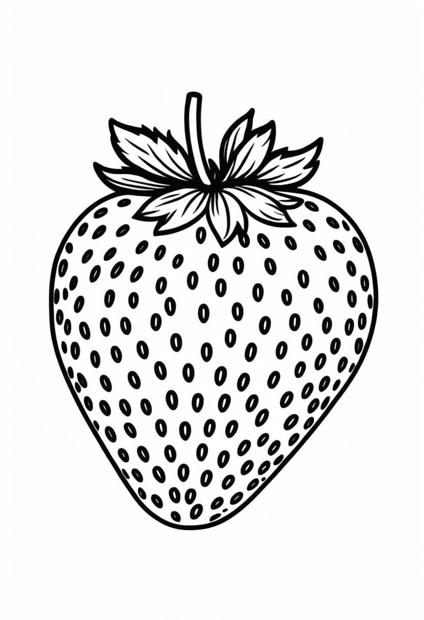 Strawberry Fruit — free printable coloring page to download and print