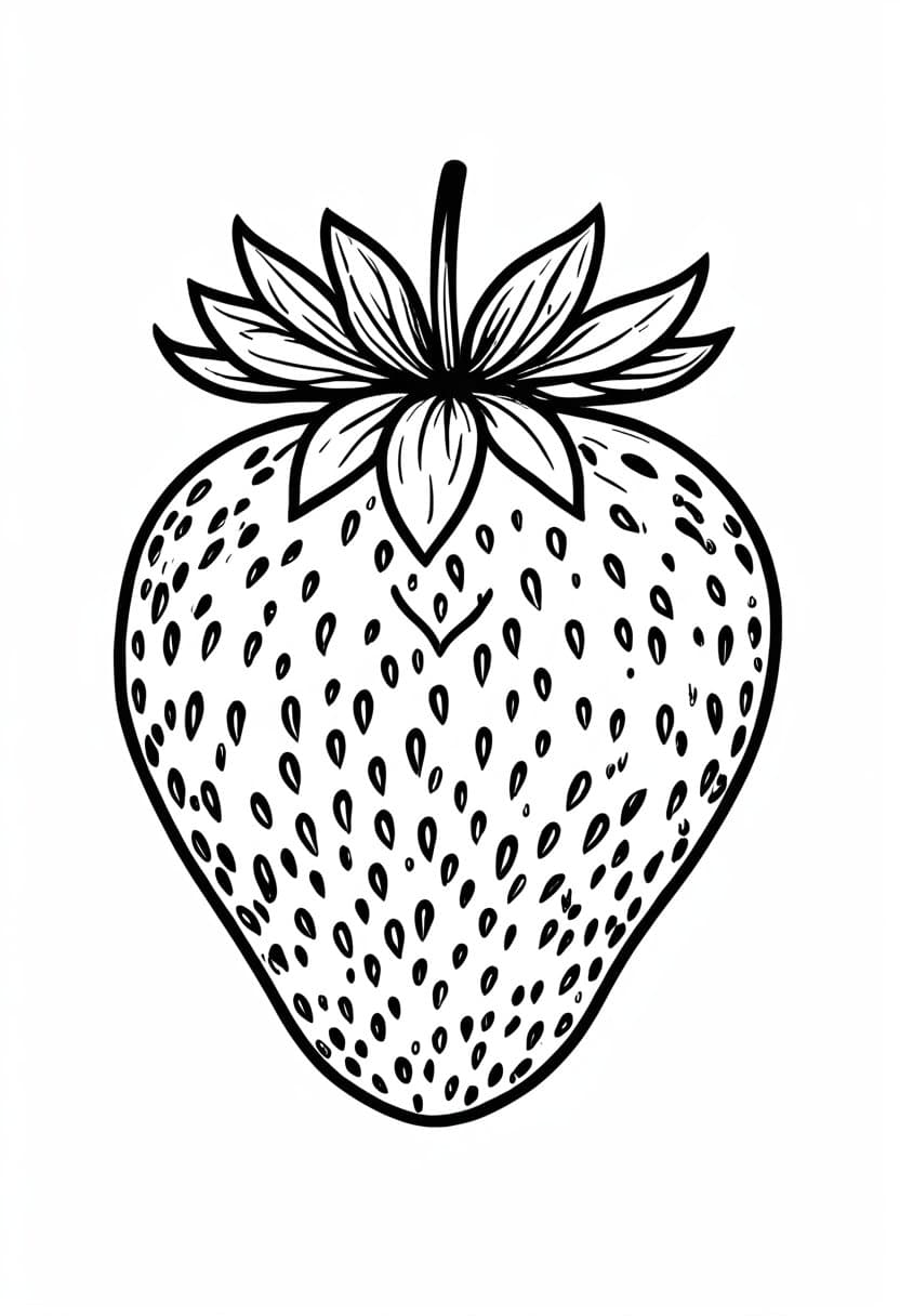Strawberry Fruit — free printable coloring page to download and print