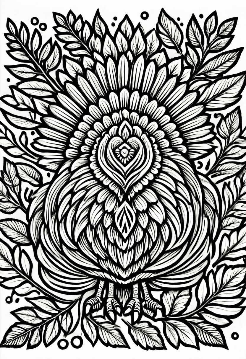 Sunflower Peacock Patchwork — free printable coloring page to download and print