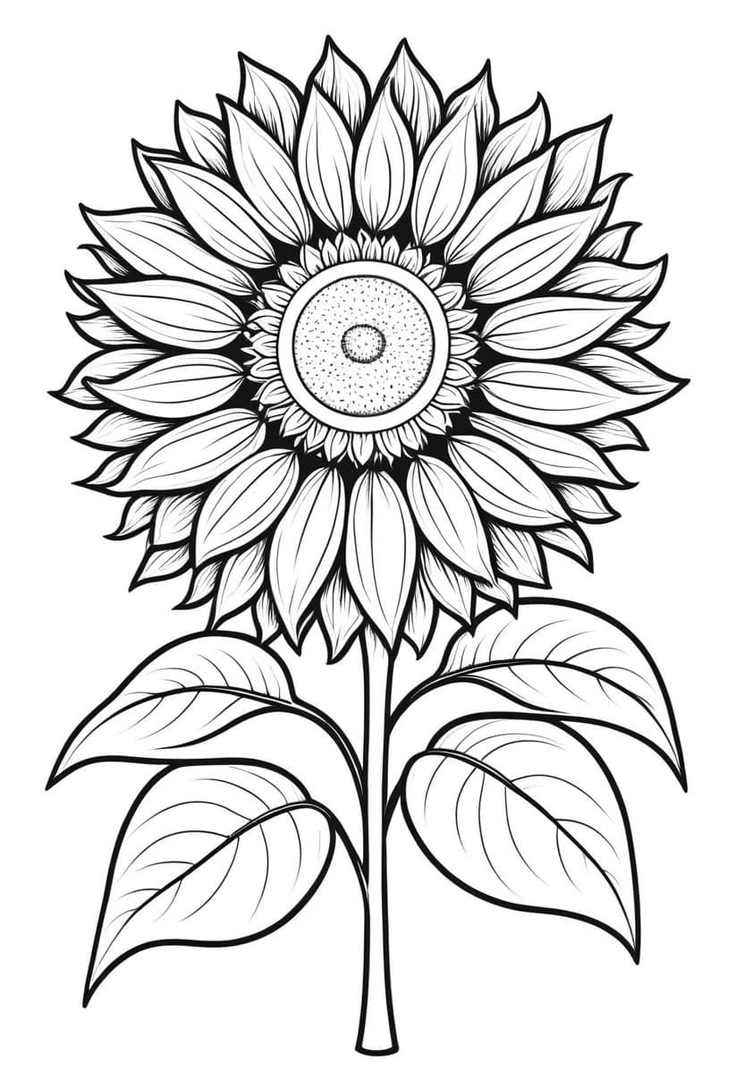 Sunny Smile Sunflower — free printable coloring page to download and print