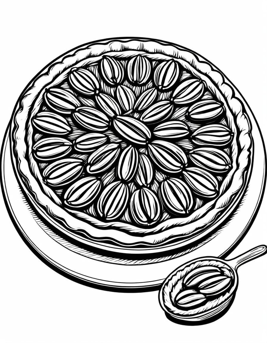 Sweet Pecan Pie Plate — free printable coloring page to download and print