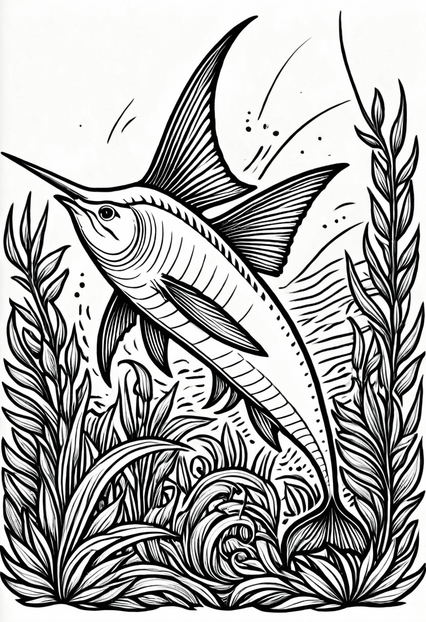 Swim with the Sharks — free printable coloring page to download and print