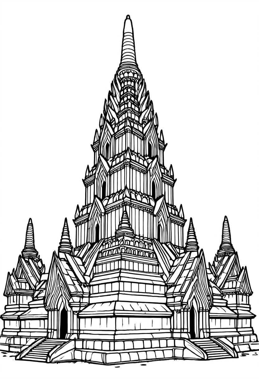 Thai Temple Landmark — free printable coloring page to download and print