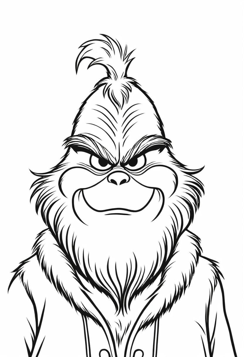 The Grinchs Frown — free printable coloring page to download and print