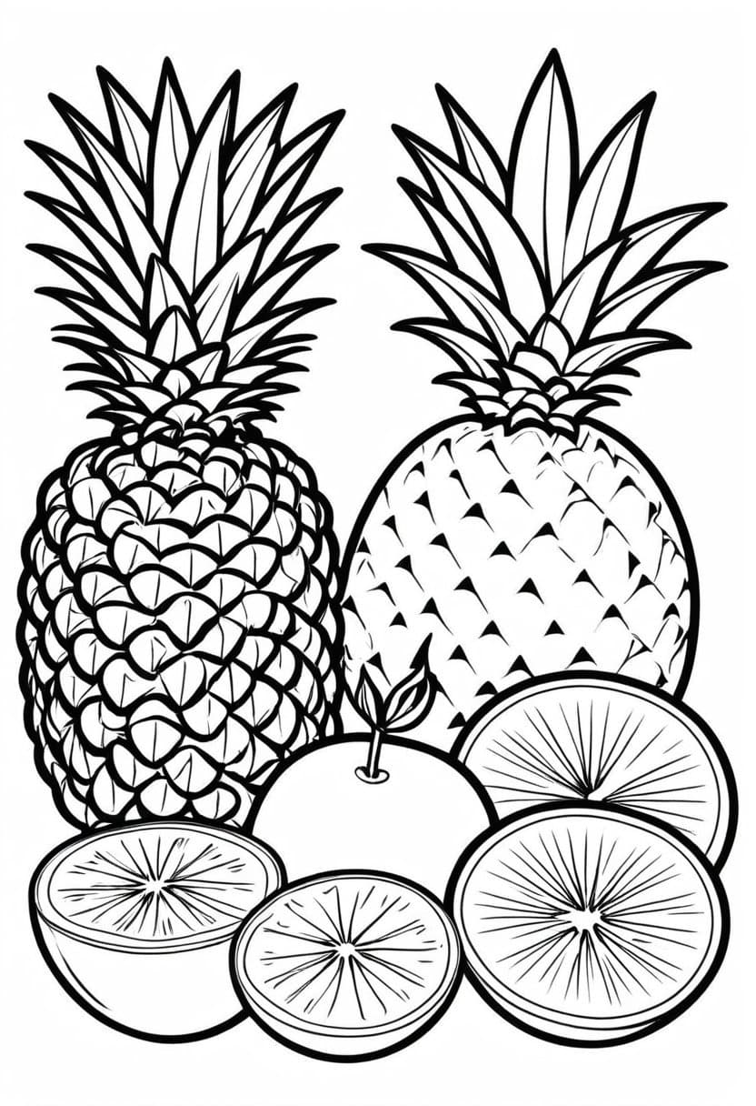 Tropical Fruit — free printable coloring page to download and print