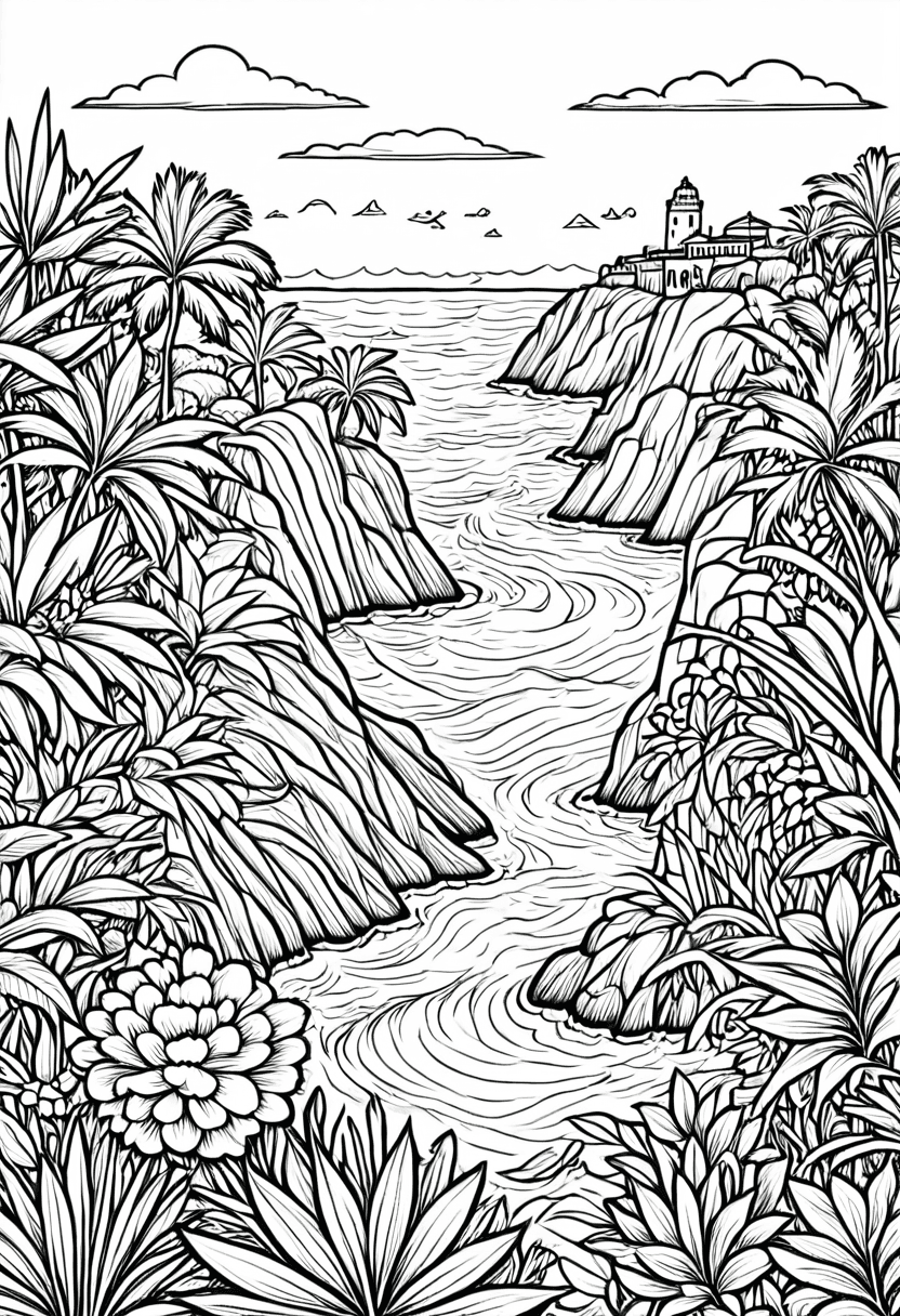 Tropical Hideaway — free printable coloring page to download and print