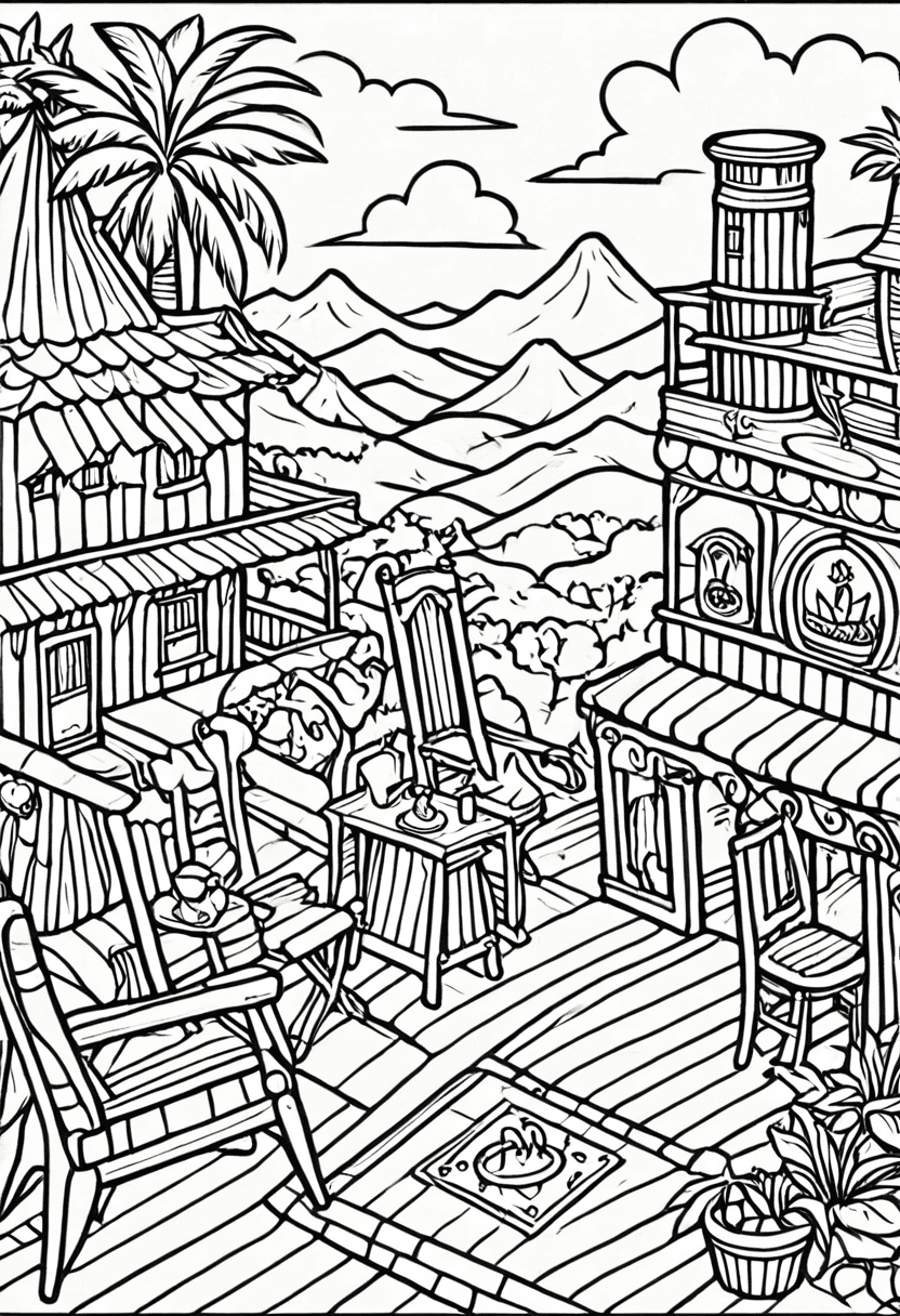 Tropical Hideaway — free printable coloring page to download and print