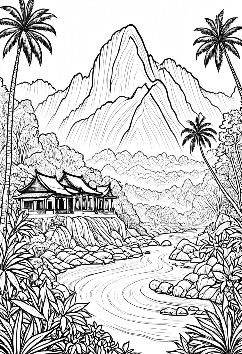 Tropical Paradise — free printable coloring page to download and print