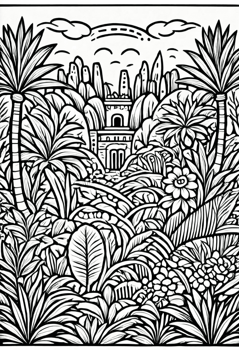 Tropical Paradise — free printable coloring page to download and print