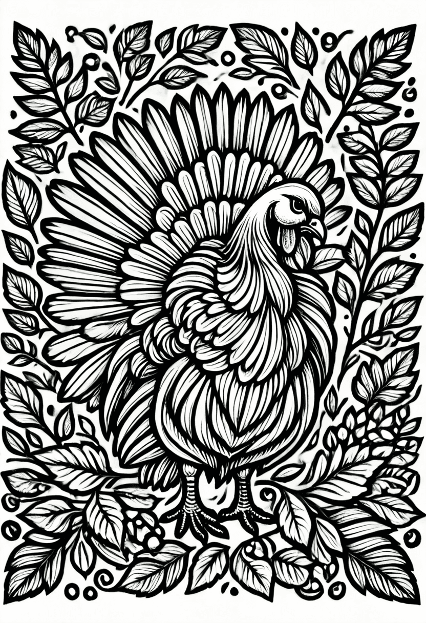 Turkey Feast — free printable coloring page to download and print