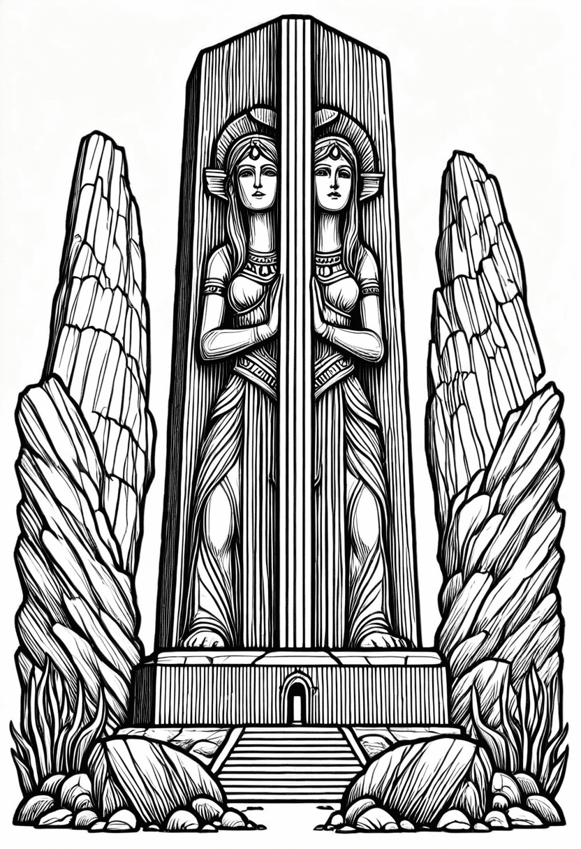 Twofaced Tombs — free printable coloring page to download and print