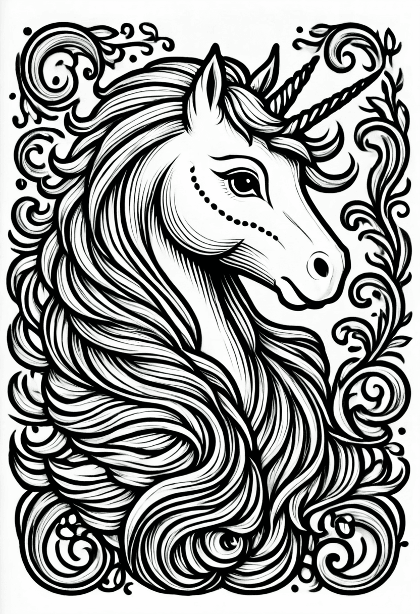 Unicorn Charm — free printable coloring page to download and print