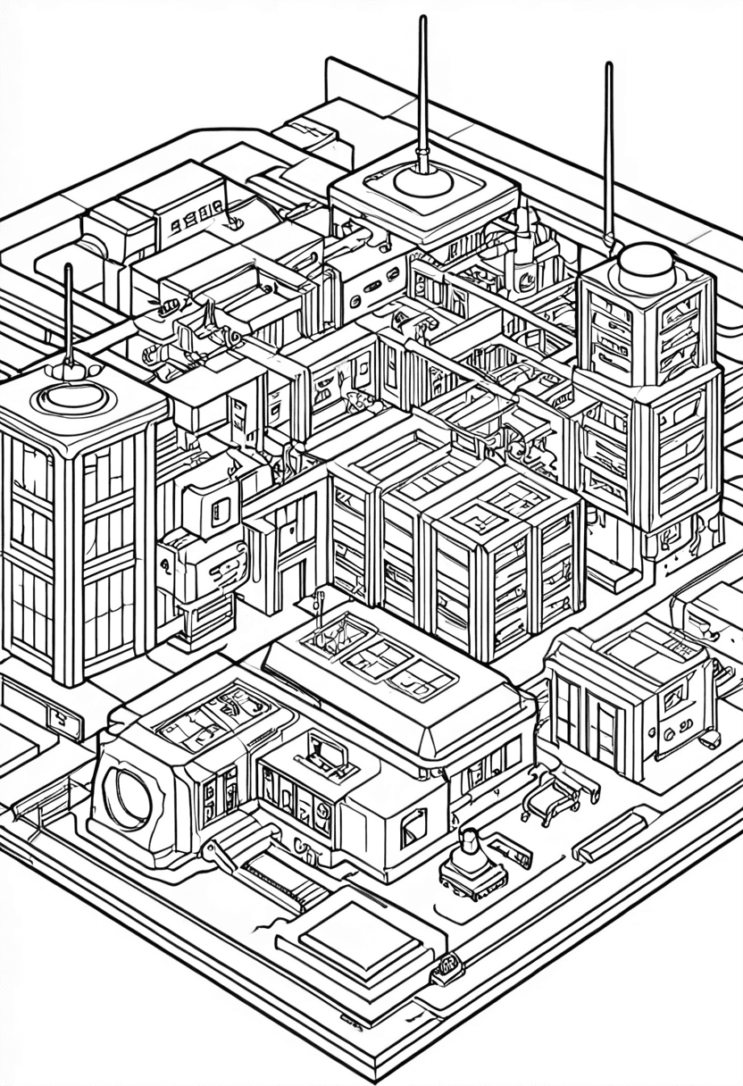 Urban Factory Floor — free printable coloring page to download and print