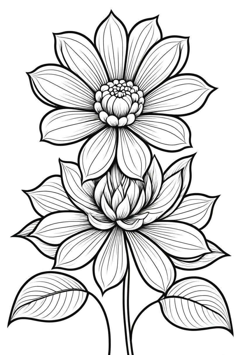 Vintage Flower — free printable coloring page to download and print