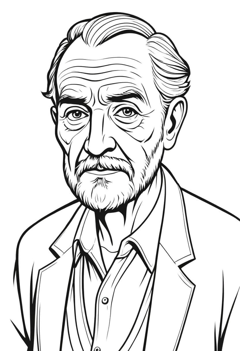 Vintage Portrait Aged Gentleman — free printable coloring page to download and print