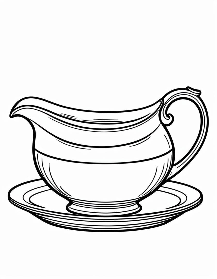 Vintage Tea Set with Creamer — free printable coloring page to download and print