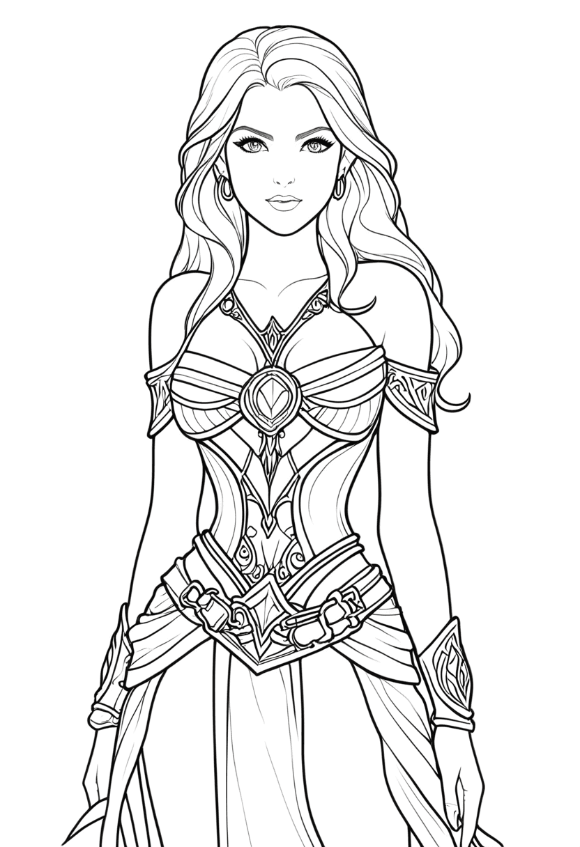 Warrior Princess — free printable coloring page to download and print
