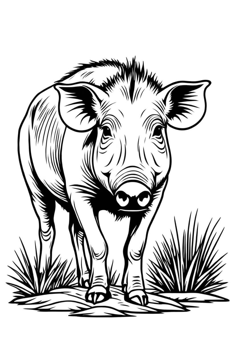 Wartime Hero Piggy — free printable coloring page to download and print