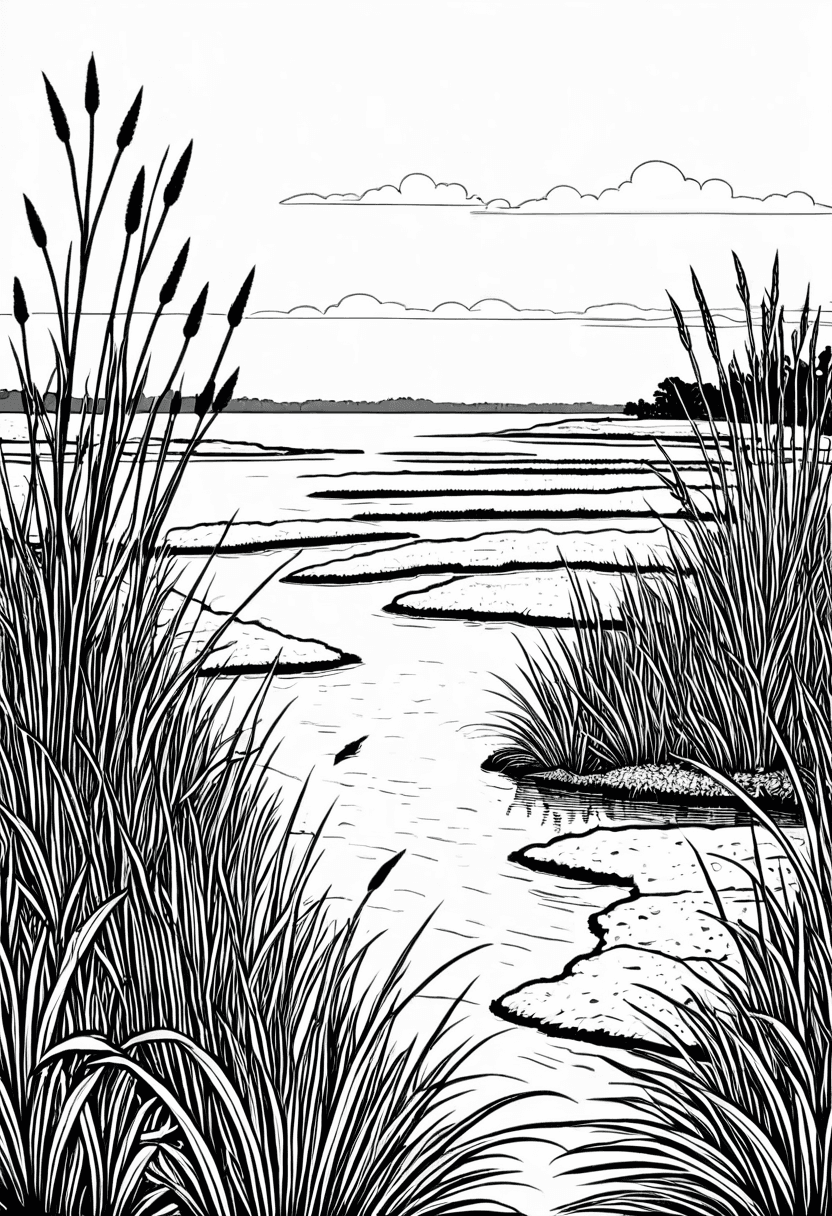 Waterfront Hideaway — free printable coloring page to download and print