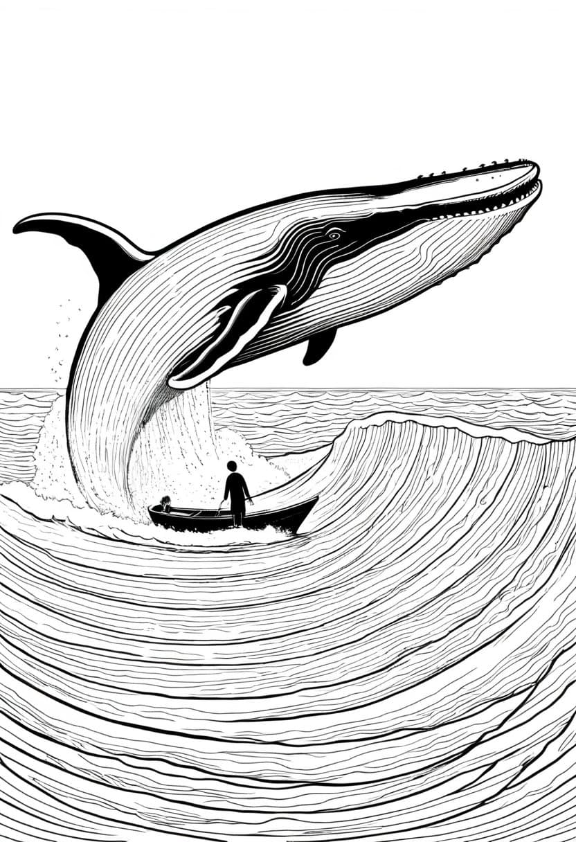 Whale Encounter — free printable coloring page to download and print