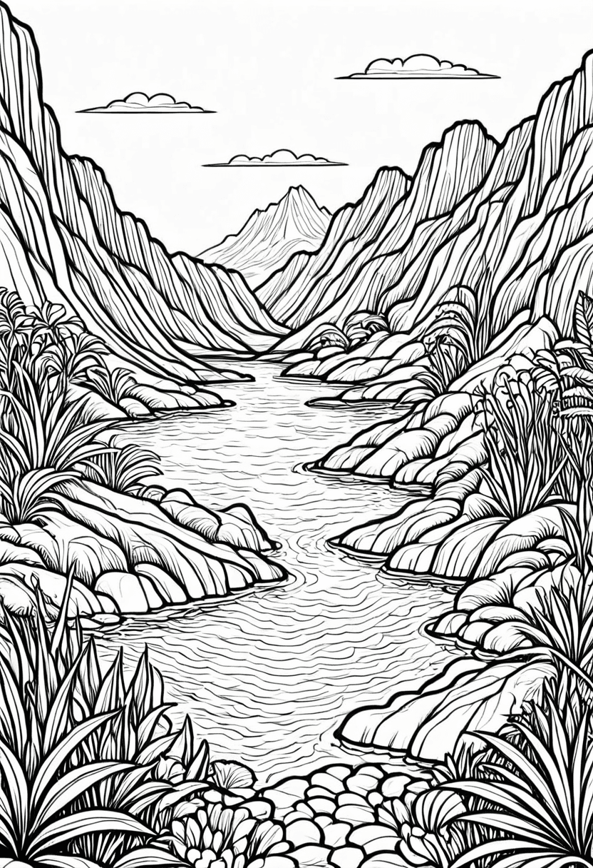 Wild River Escape — free printable coloring page to download and print