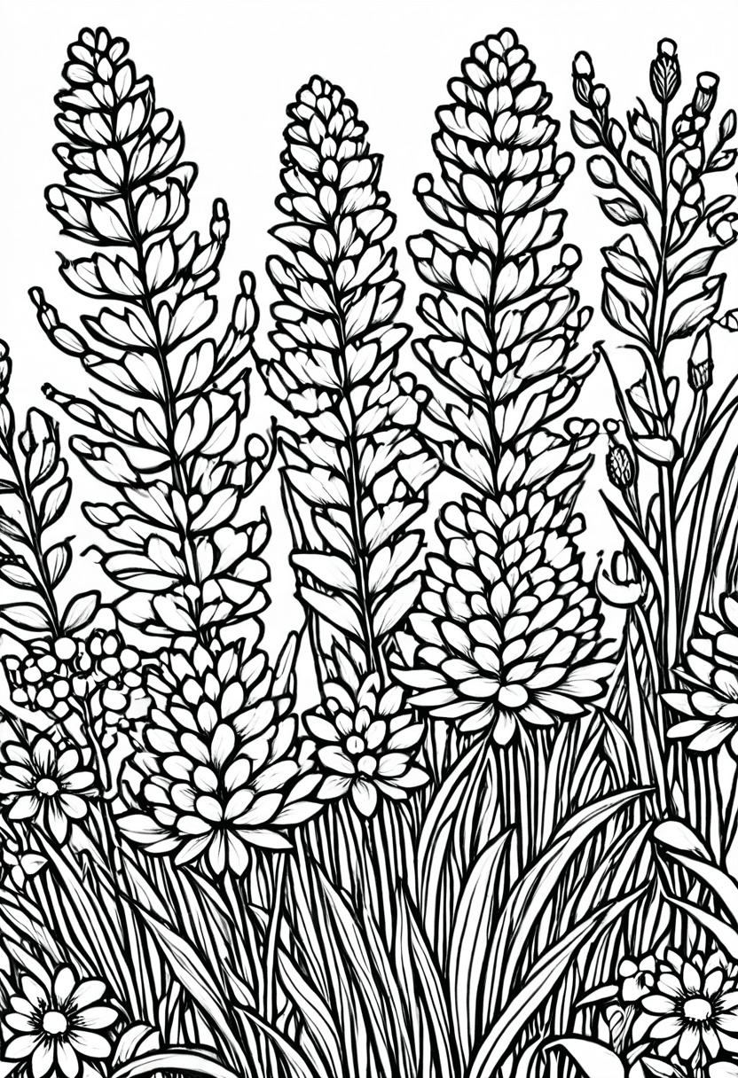 Wildflower Field Artwork — free printable coloring page to download and print