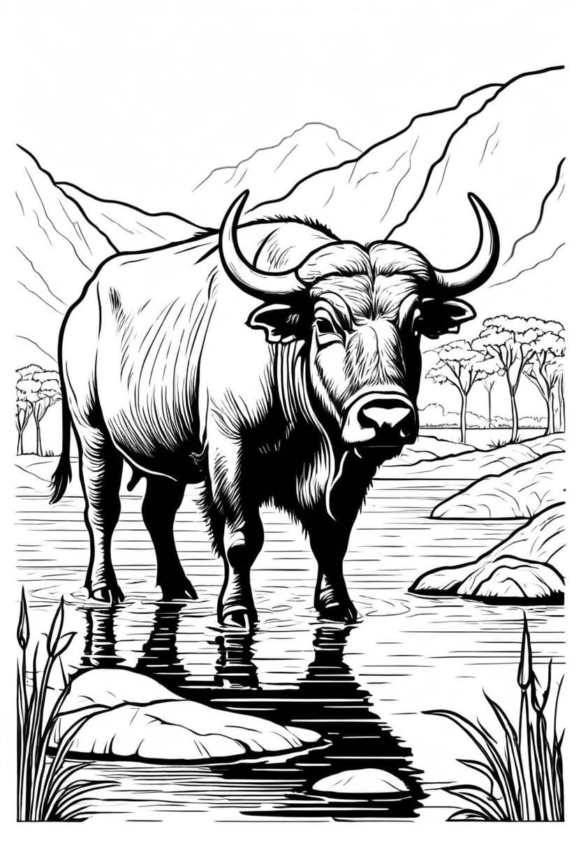 Wildlife Encounter in Savannah — free printable coloring page to download and print