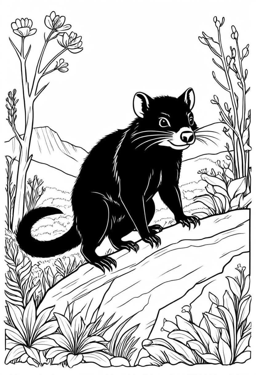 Wildlife Profile: Tasmanian Devil — free printable coloring page to download and print