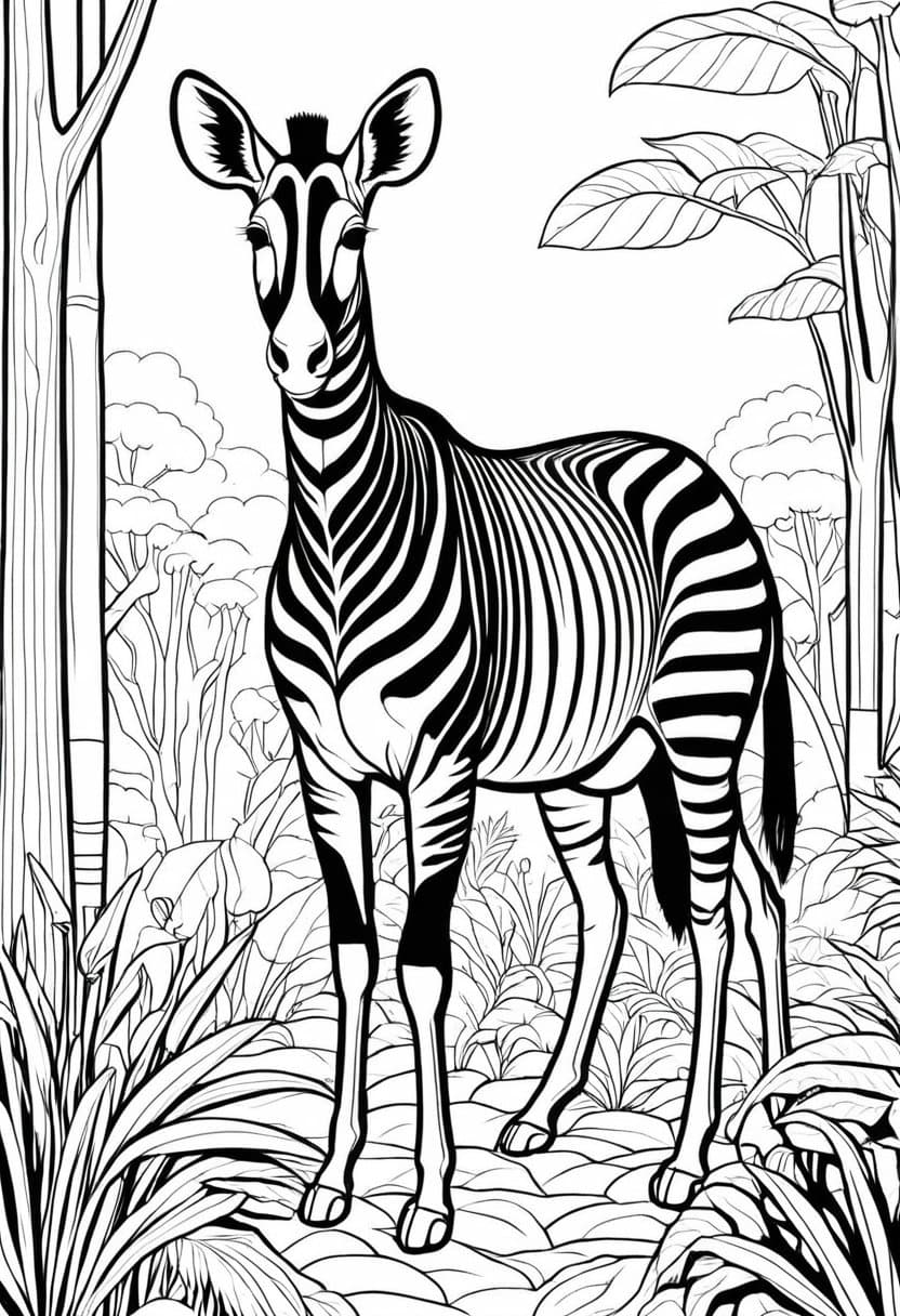 Wildlife in the Woods — free printable coloring page to download and print