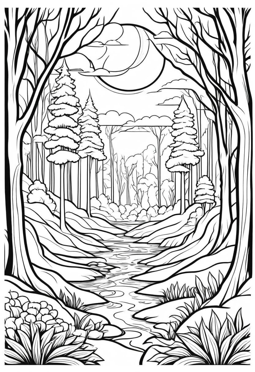 Winter Wonderland — free printable coloring page to download and print