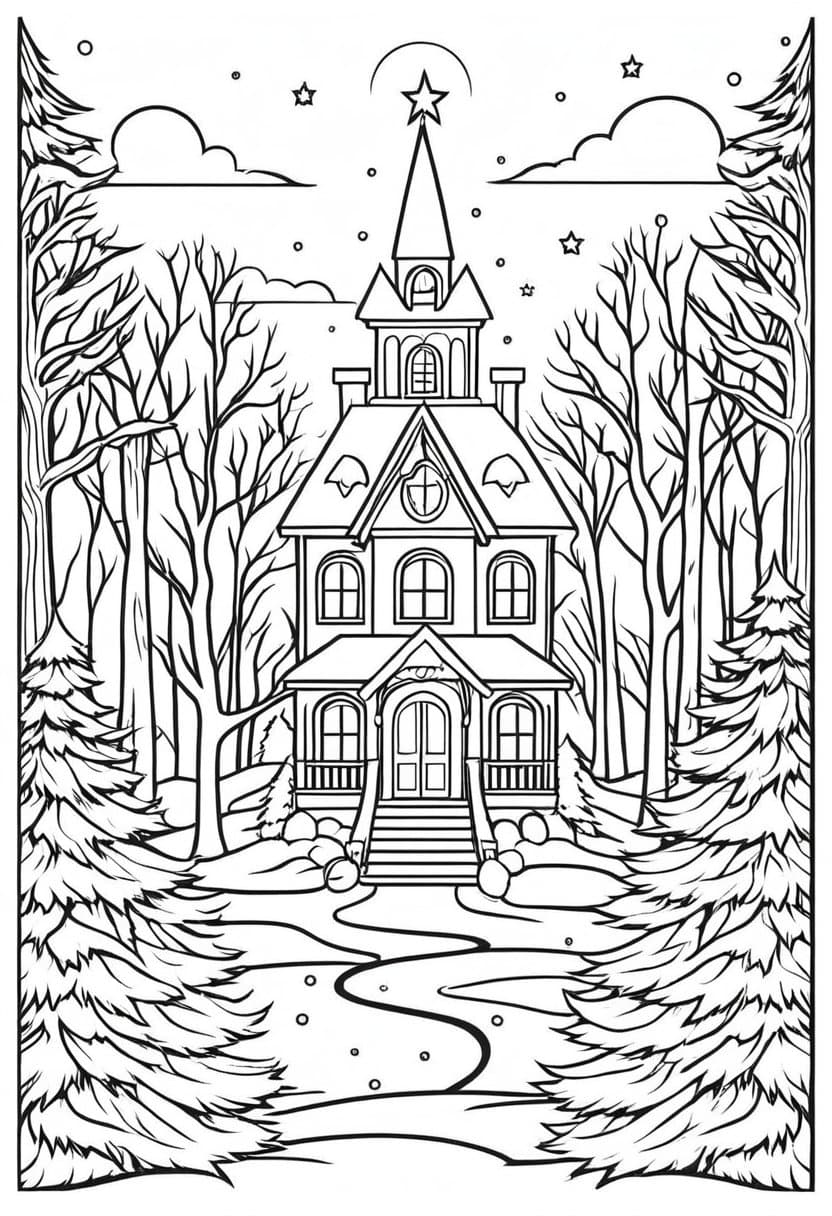 Winter Wonderland — free printable coloring page to download and print