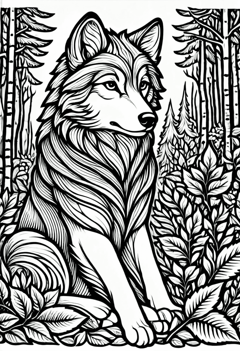 Wolf Watcher — free printable coloring page to download and print