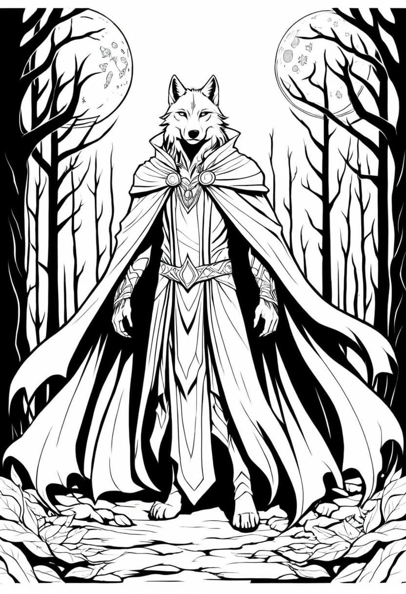 Wolfs Midnight Journey — free printable coloring page to download and print