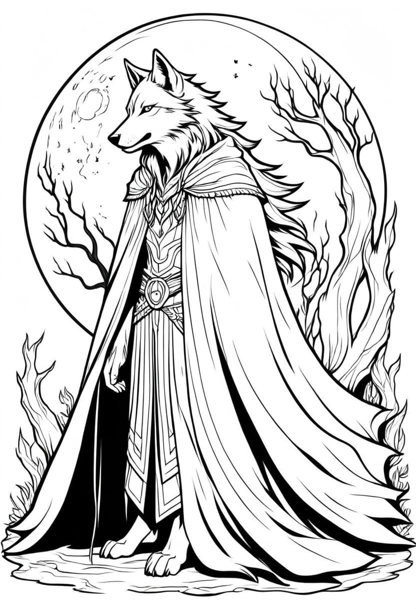 Wolfs Moon Shapeshifter — free printable coloring page to download and print