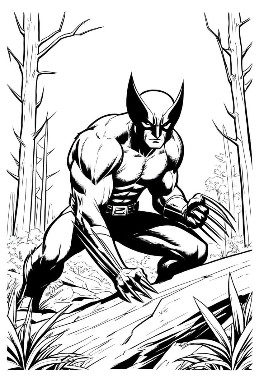 Wolverine in the Wild — free printable coloring page to download and print