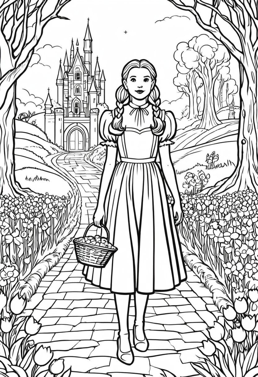 Wonderland Adventure — free printable coloring page to download and print
